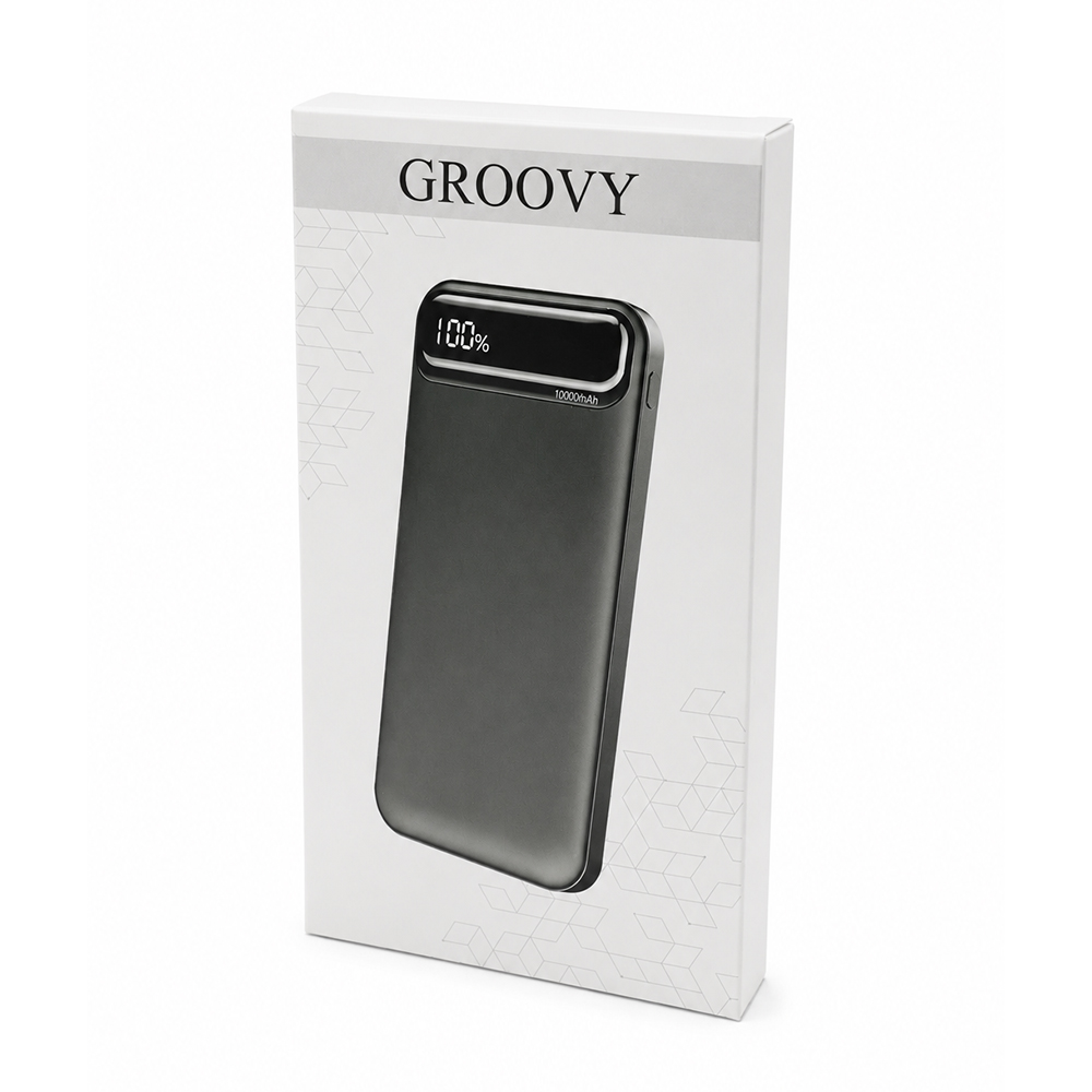 Внешний аккумулятор Groovy 10000 Mah с быстрой зарядкой, Черный-4