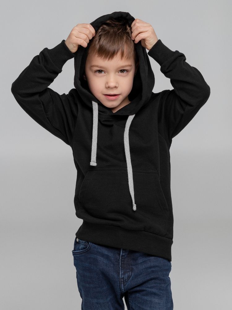 Толстовка с капюшоном детская Kirenga Kids, черная-5