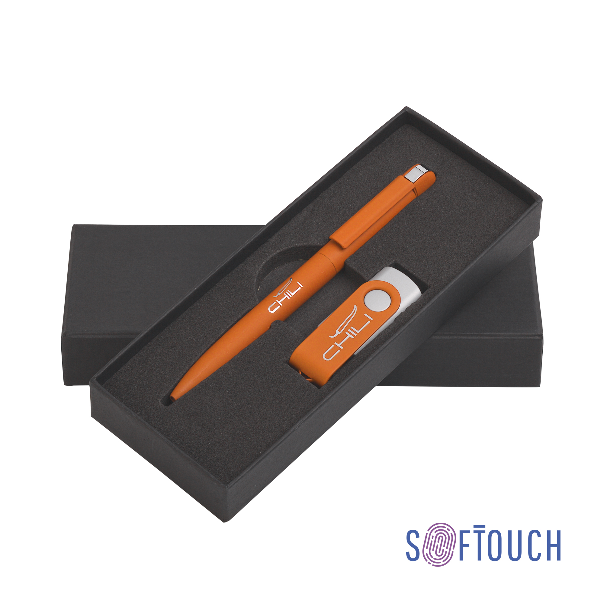 Набор ручка + флеш-карта 16 Гб в футляре, покрытие soft touch-0