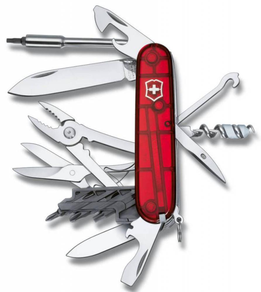 Офицерский нож CyberTool L, прозрачный красный-0