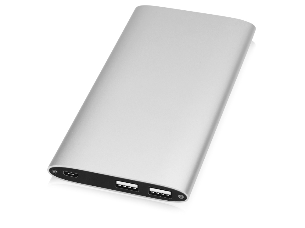 Портативное зарядное устройство Джет с 2-мя USB-портами, 8000 mAh, серебристый-0