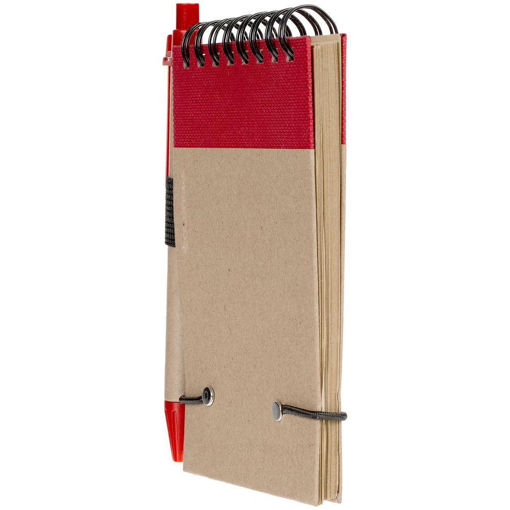 Блокнот на кольцах Eco Note с ручкой, красный-3