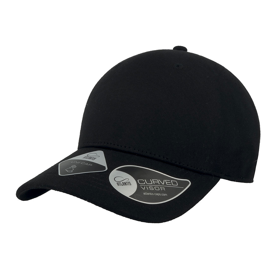 Бейсболка UNI-CAP PIQUET, без панелей и швов, без застежки, черный-0