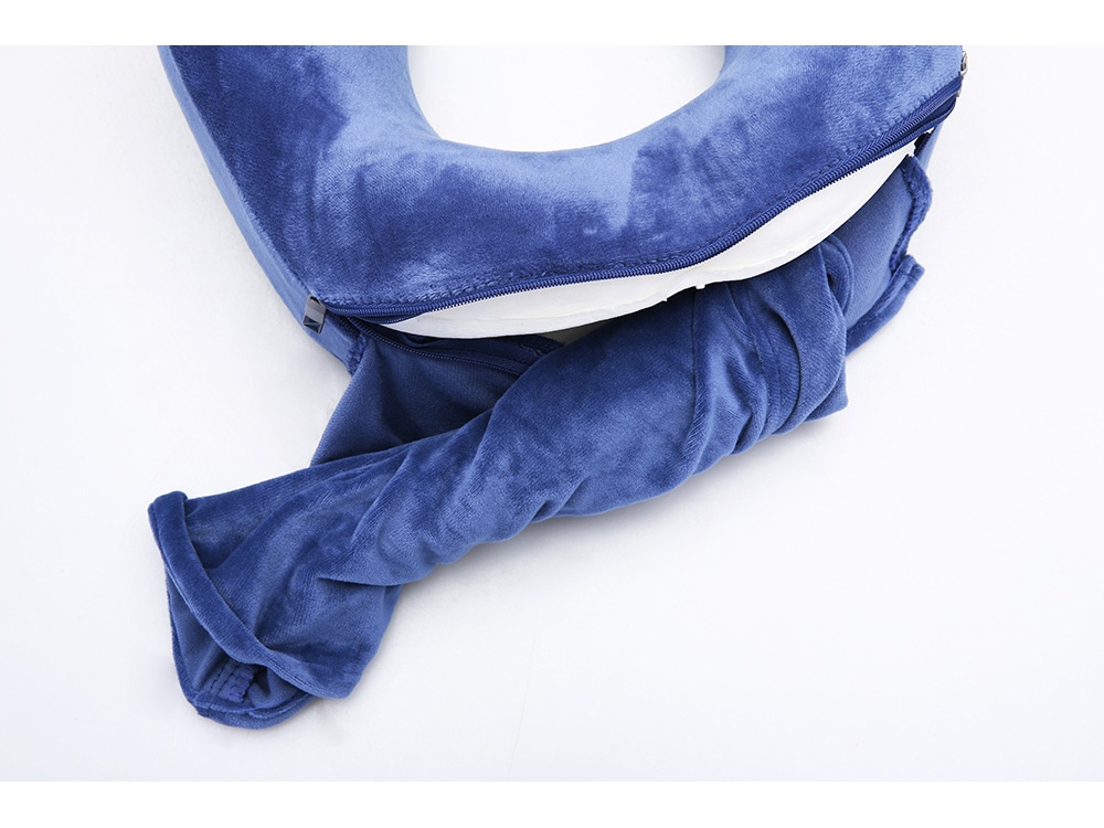 Подушка для путешествий с эффектом памяти, с капюшоном Hooded Tranquility Pillow, синий-2