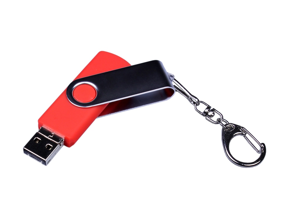 USB-флешка на 64 ГБ поворотный механизм, c двумя дополнительными разъемами MicroUSB и TypeC, красный-1