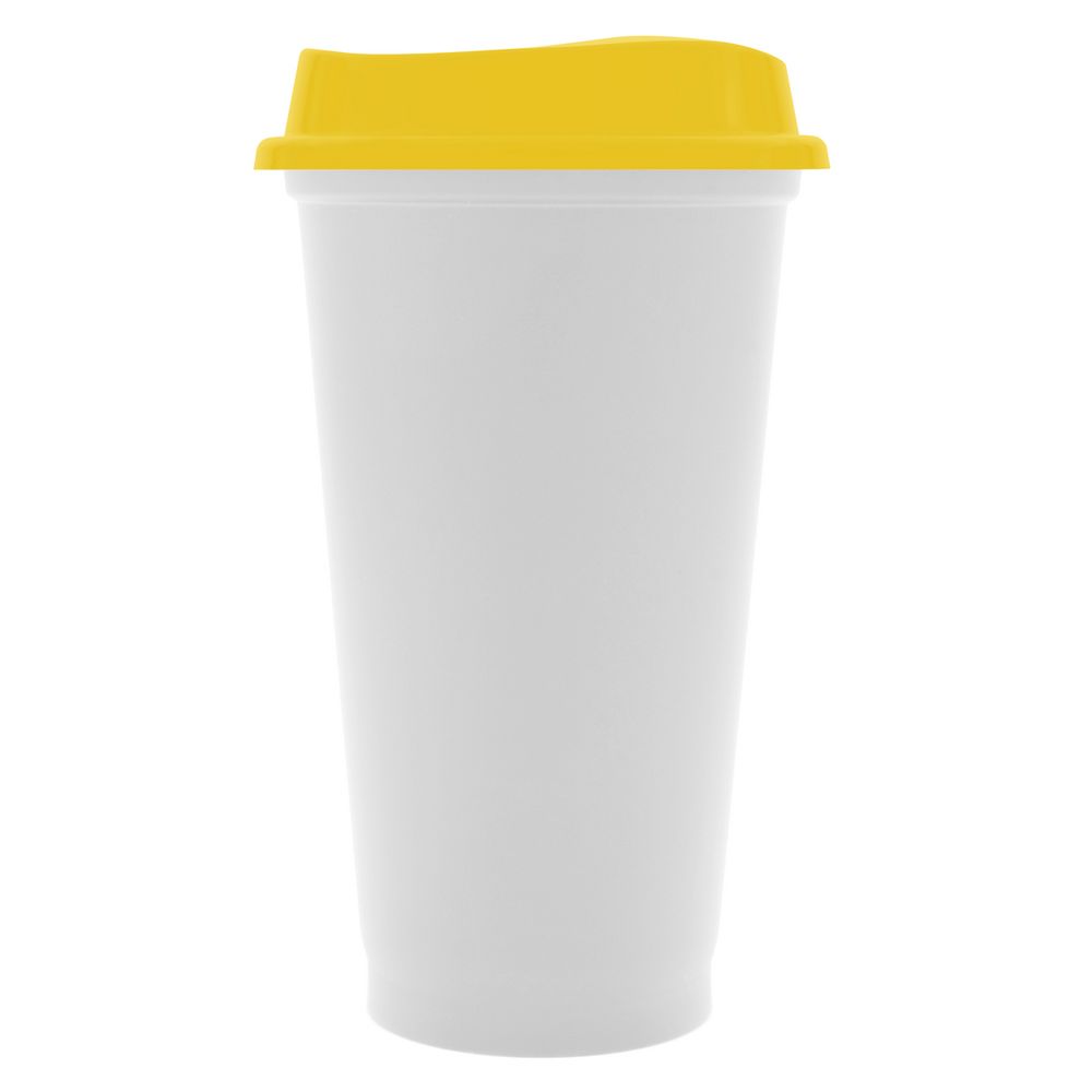 Стакан с крышкой Color Cap White, белый с желтым-0