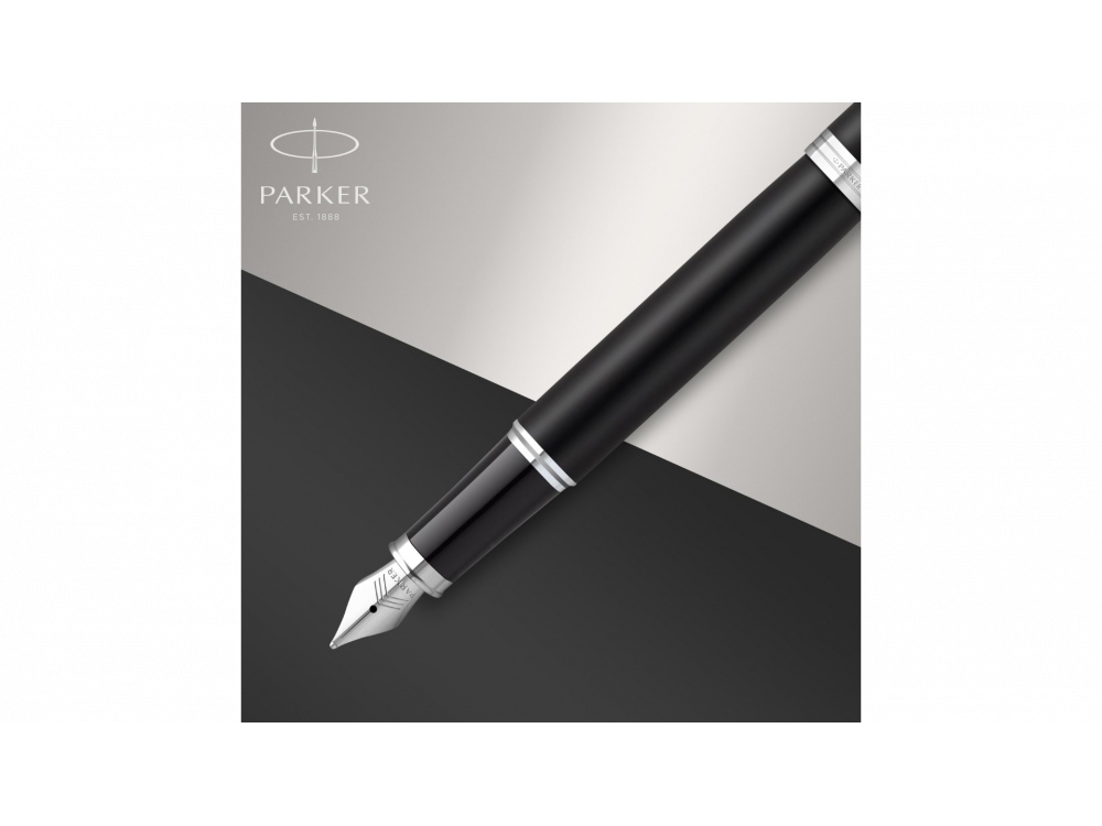 Перьевая ручка Parker IM Mat Black CT, перо: F, цвет чернил: blue, в подарочной упаковке.-6