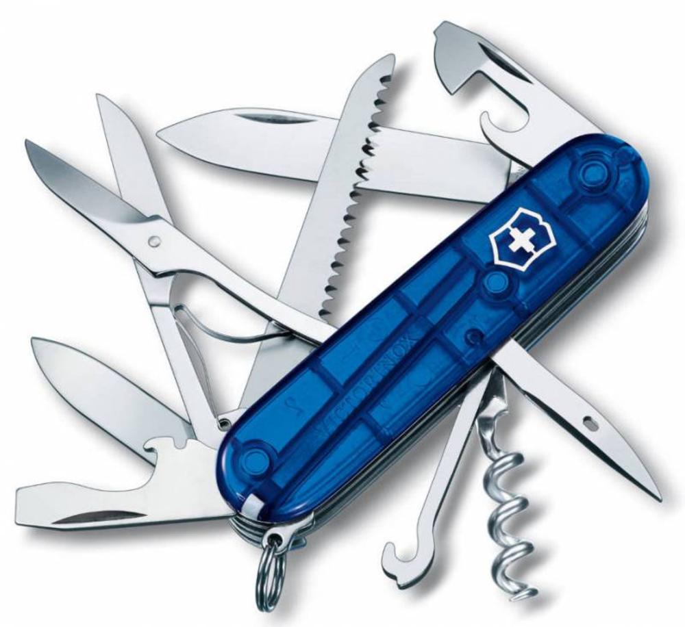 Офицерский нож Huntsman 91, прозрачный синий-0