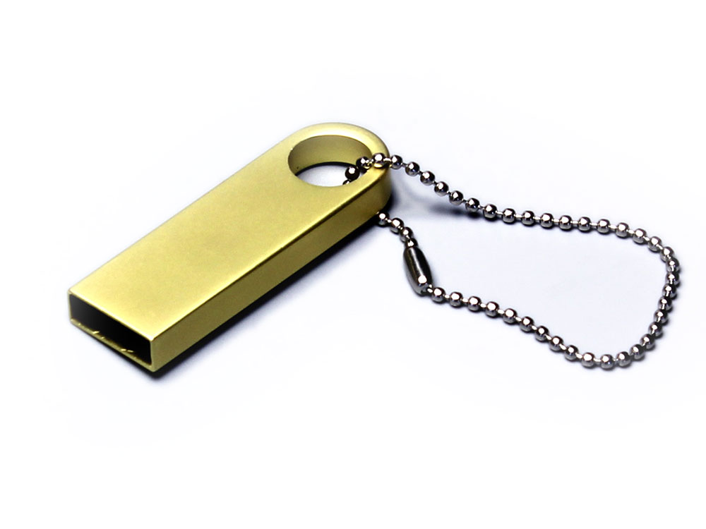 USB 2.0-флешка на 4 Гб с мини чипом и круглым отверстием, золотистый-0
