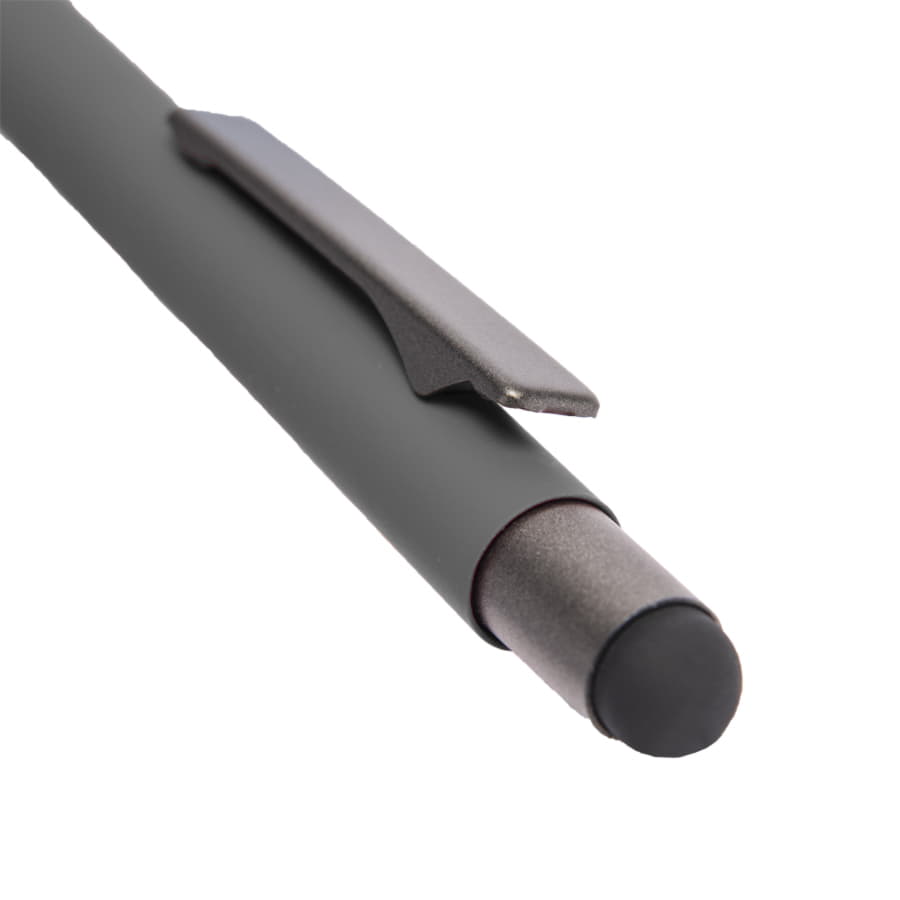 Ручка шариковая FACTOR GRIP со стилусом, серый меланж, темно-серый-4