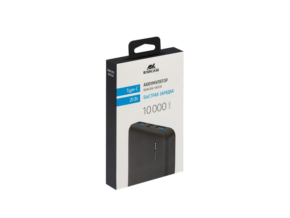 RIVACASE VA2532 (10000 мАч) QC/PD 20W внешний аккумулятор с дисплеем, черный 12/48-15