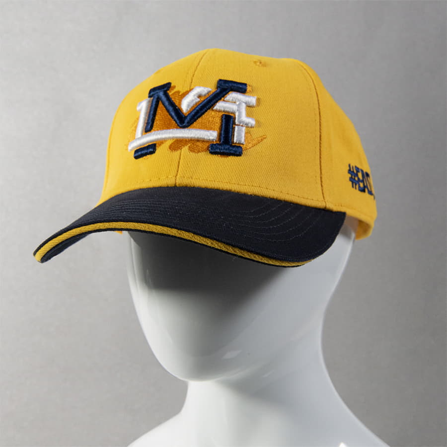 Бейсболка LIBERTY SANDWICH, 6 клиньев, сэндвич, металлическая застежка, желтый, темно-синий-2