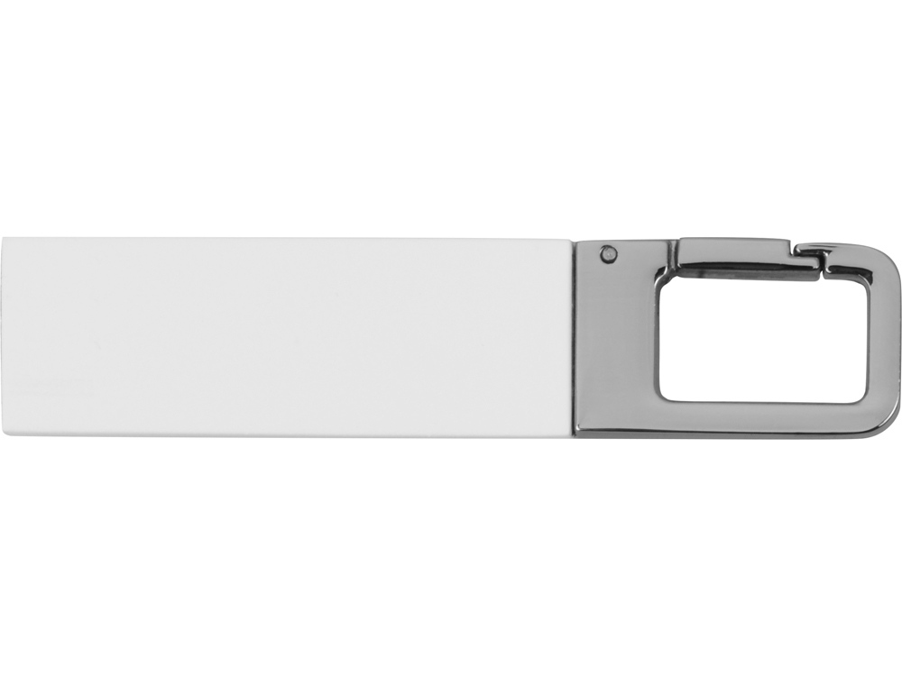 Флеш-карта USB 2.0 16 Gb с карабином Hook, белый/серебристый-1