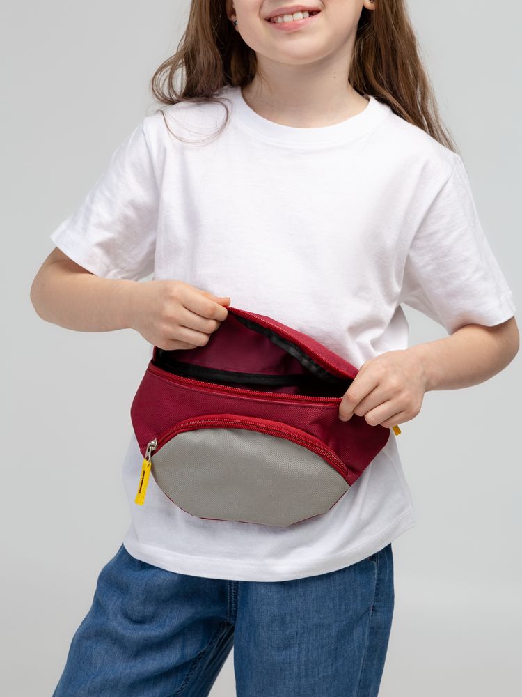 Поясная сумка детская Kiddo, бордовая с серым-2