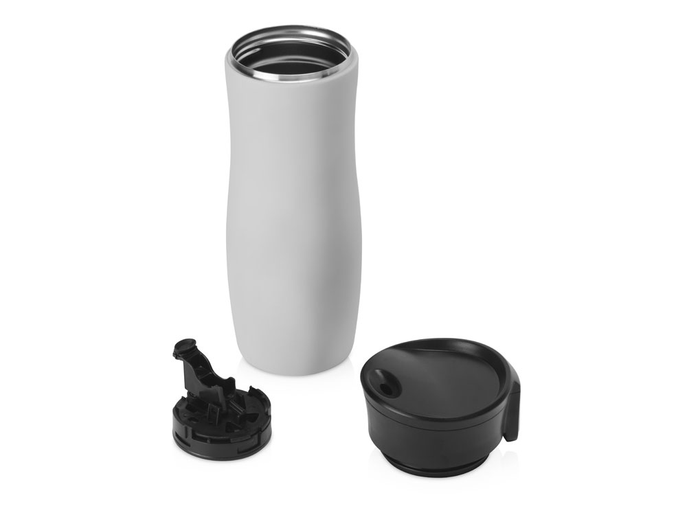 Вакуумная термокружка с кнопкой Streamline, Waterline, soft-touch, серый-3