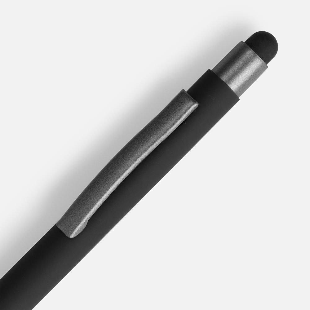 Ручка шариковая Atento Soft Touch Stylus со стилусом, черная-2