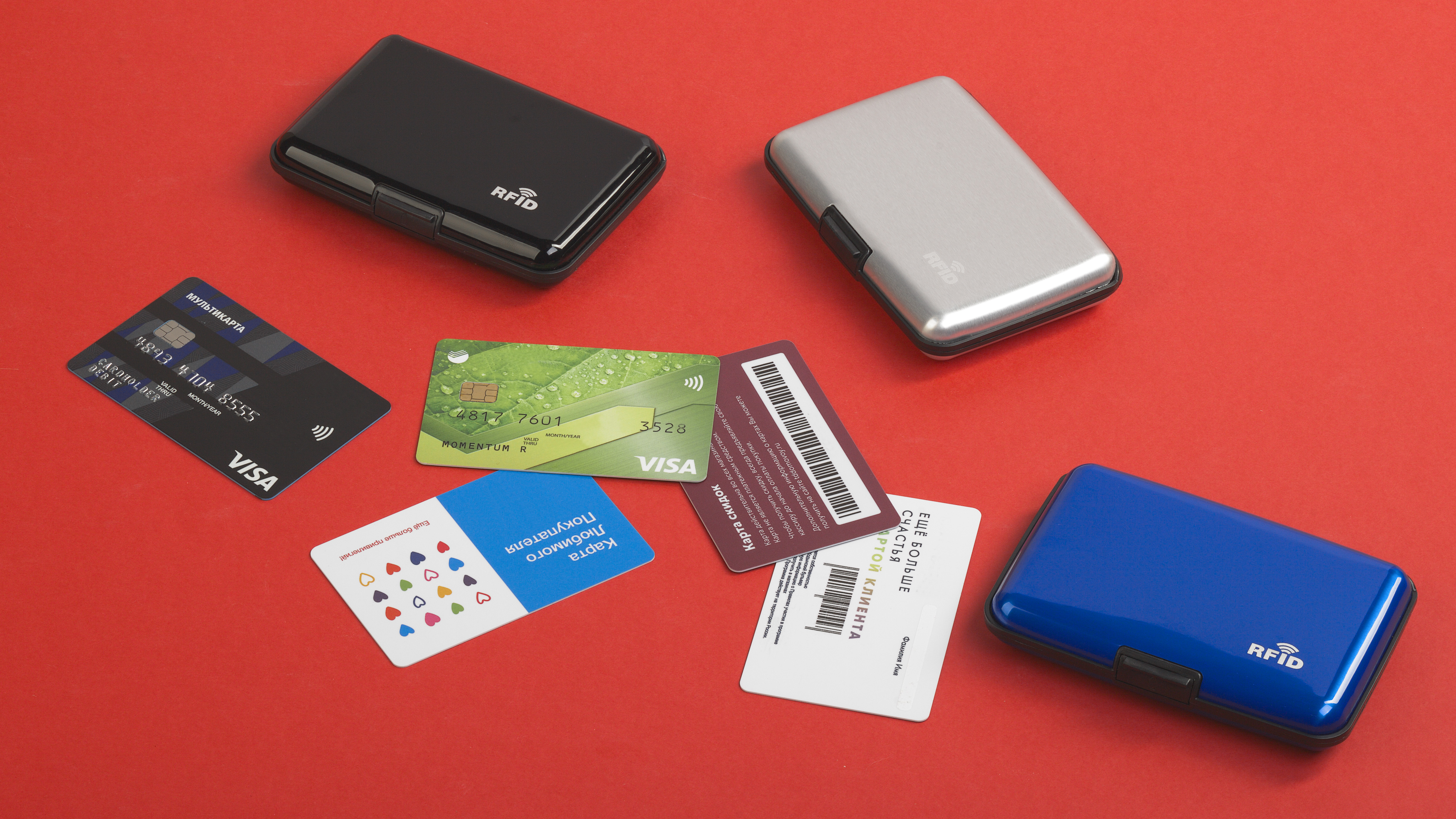 Футляр "Trust" для банковских карт и визиток с RFID - защитой от считывания данных, серебристый-1