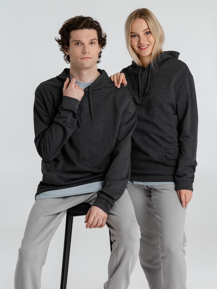 Толстовка с капюшоном унисекс Hoodie, серый меланж (антрацит)-14