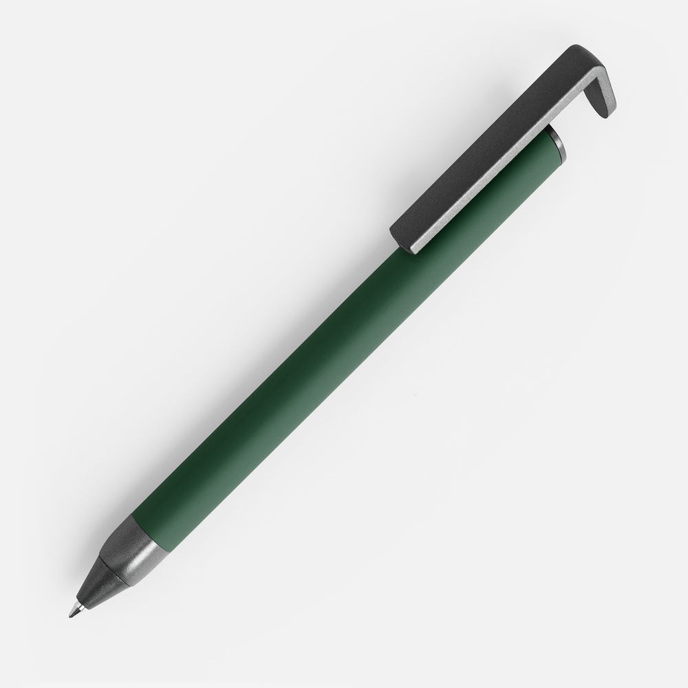Ручка шариковая Standic с подставкой для телефона, зеленая-0