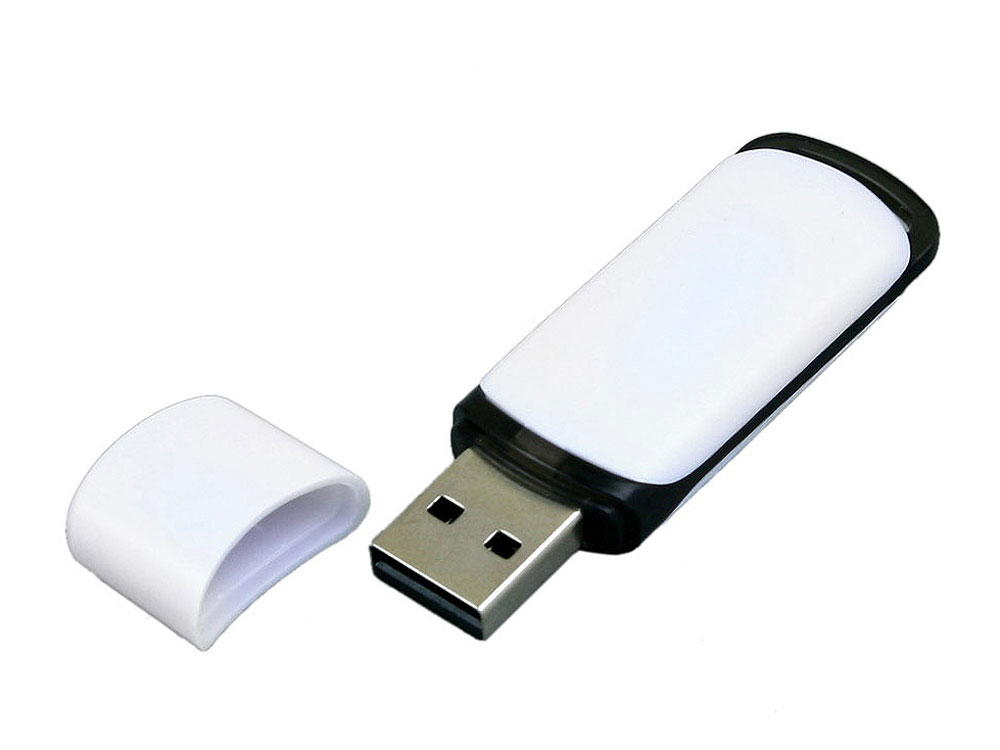 Флешка промо прямоугольной классической формы с цветными вставками, 8 Гб, белый/черный-1