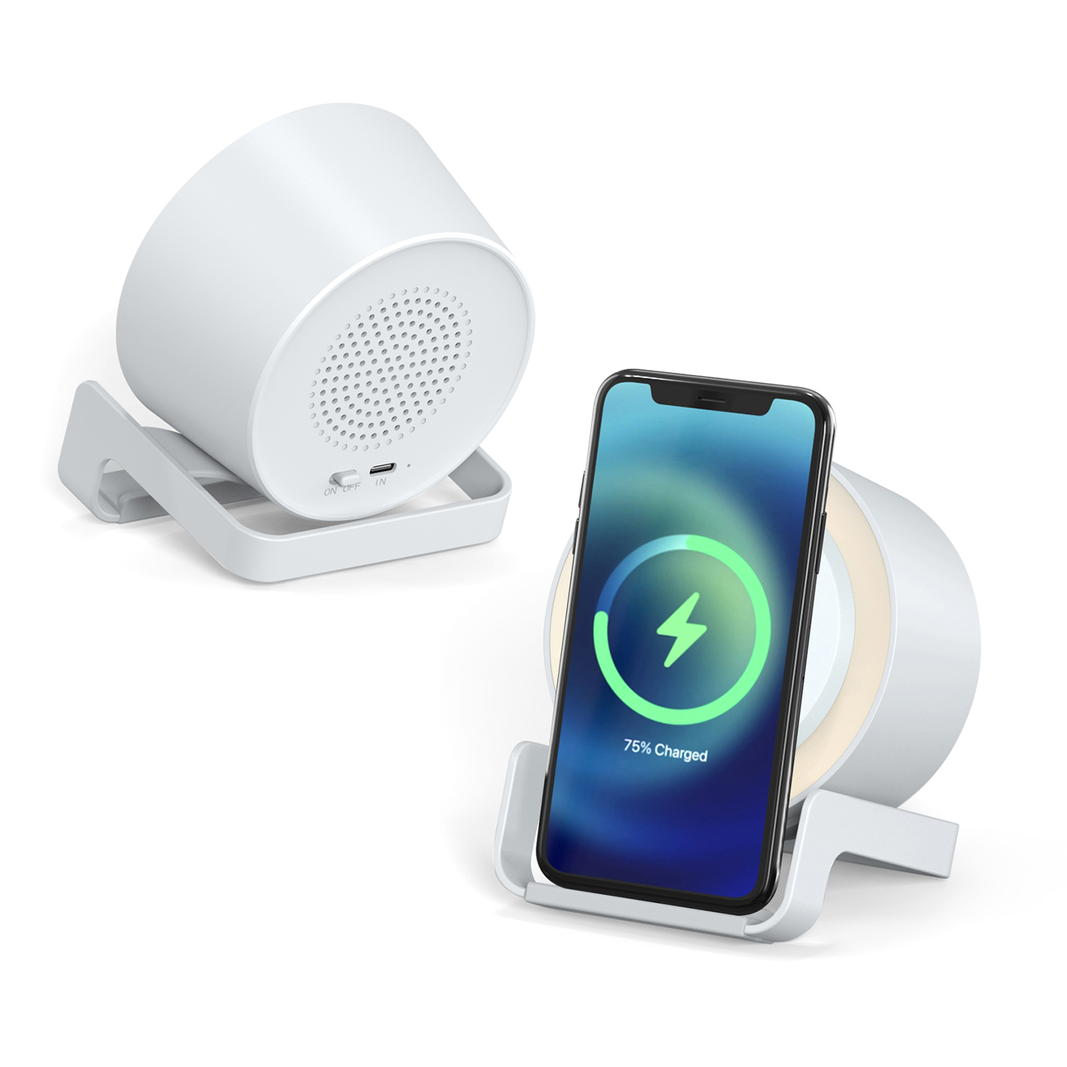 Беспроводная Bluetooth колонка U-Tone c функцией беспроводной зарядки, Белый-1