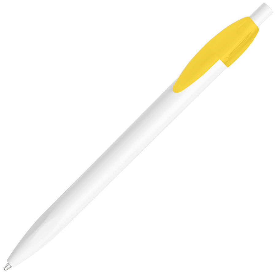 Ручка шариковая X-1 WHITE, белый/желтый непрозрачный клип, пластик, белый, желтый-0