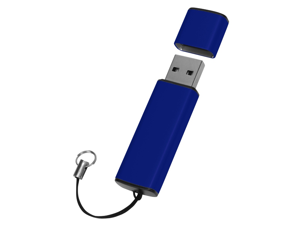 Флеш-карта USB 2.0 16 Gb металлическая с колпачком Borgir, темно-синий-1