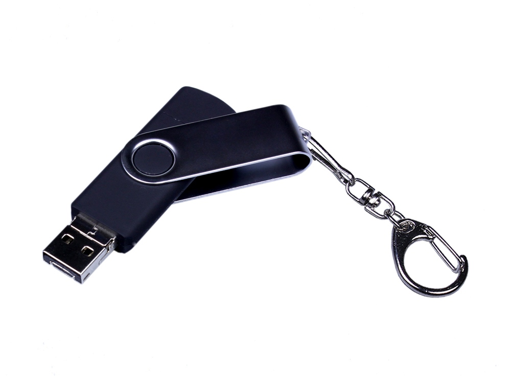 USB-флешка на 16 Гб поворотный механизм, c двумя дополнительными разъемами MicroUSB и TypeC, черный-1