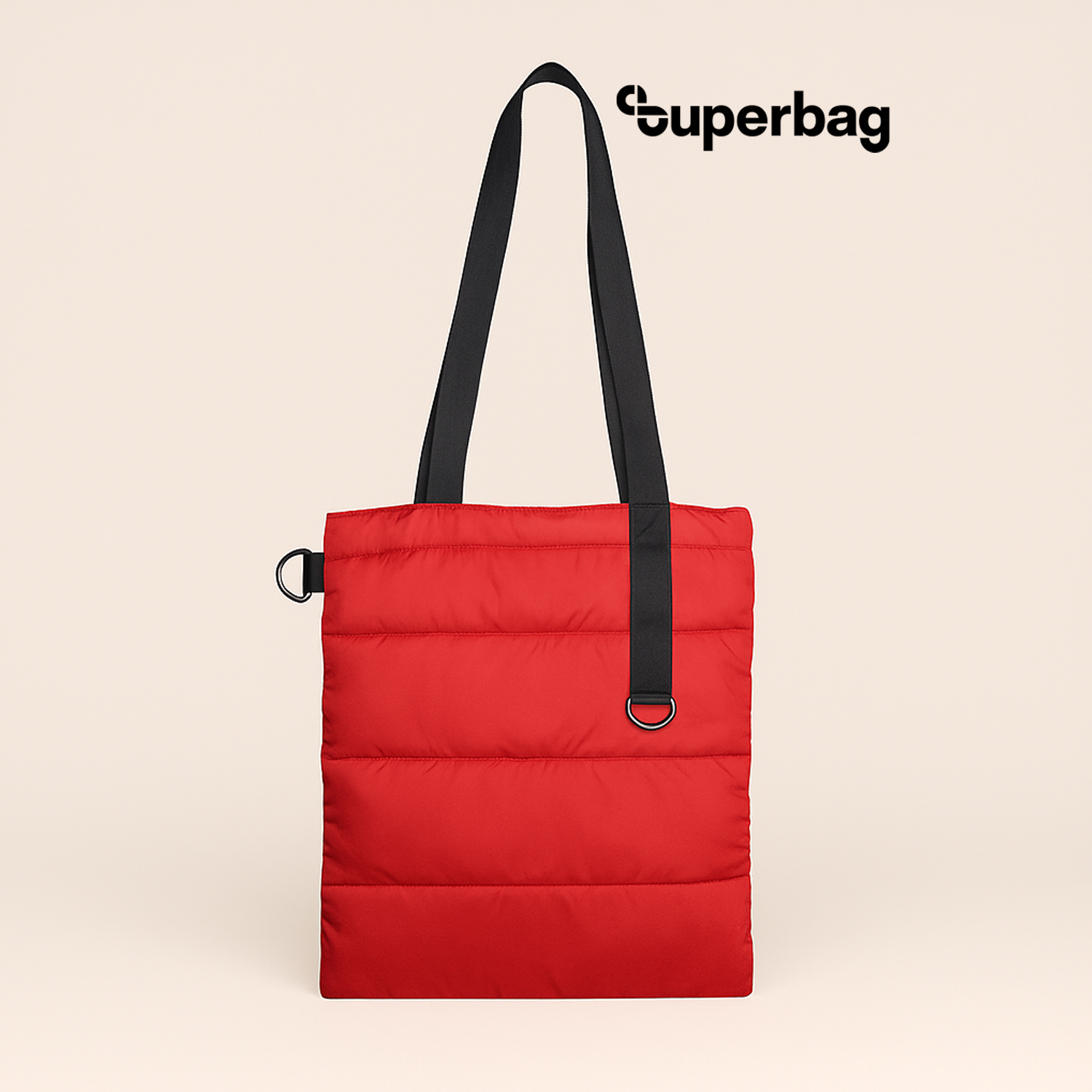Шоппер Superbag Bubble, стёганый, с магнитной кнопкой (красный с чёрным)-0