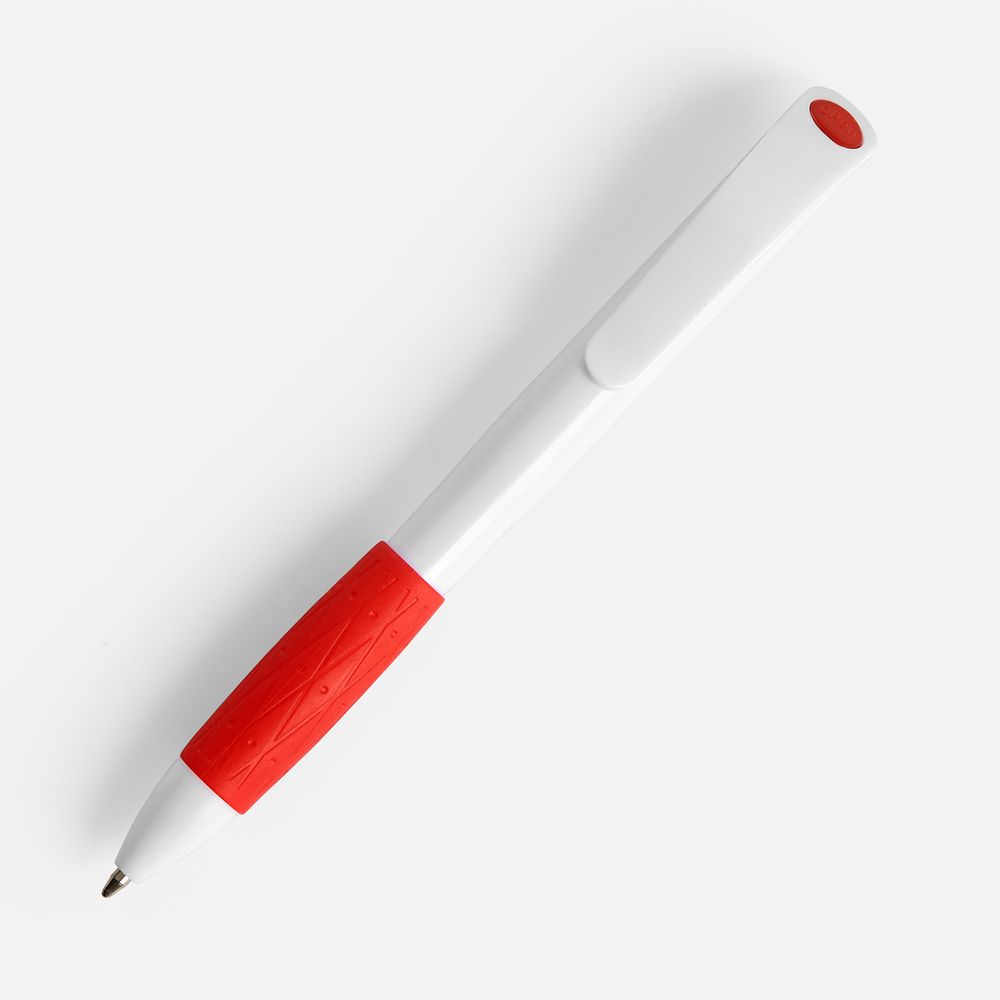 Ручка шариковая Grip, белая с красным-2
