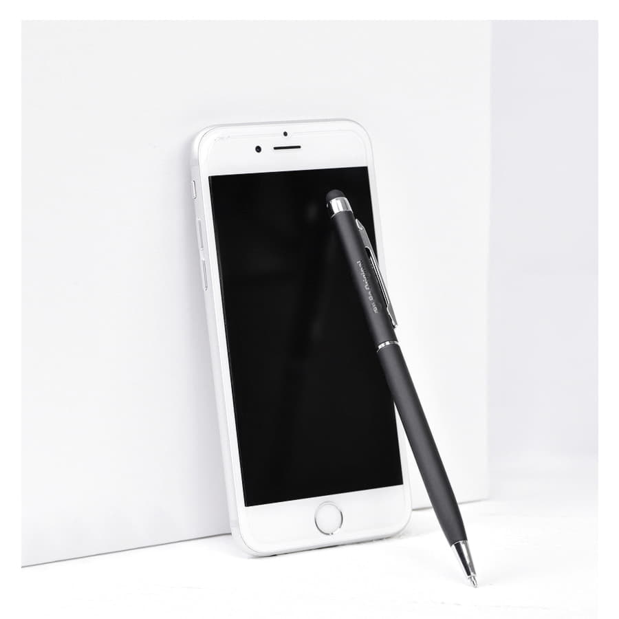 Ручка шариковая со стилусом TOUCHWRITER SOFT, покрытие soft touch, синий, серебристый-1