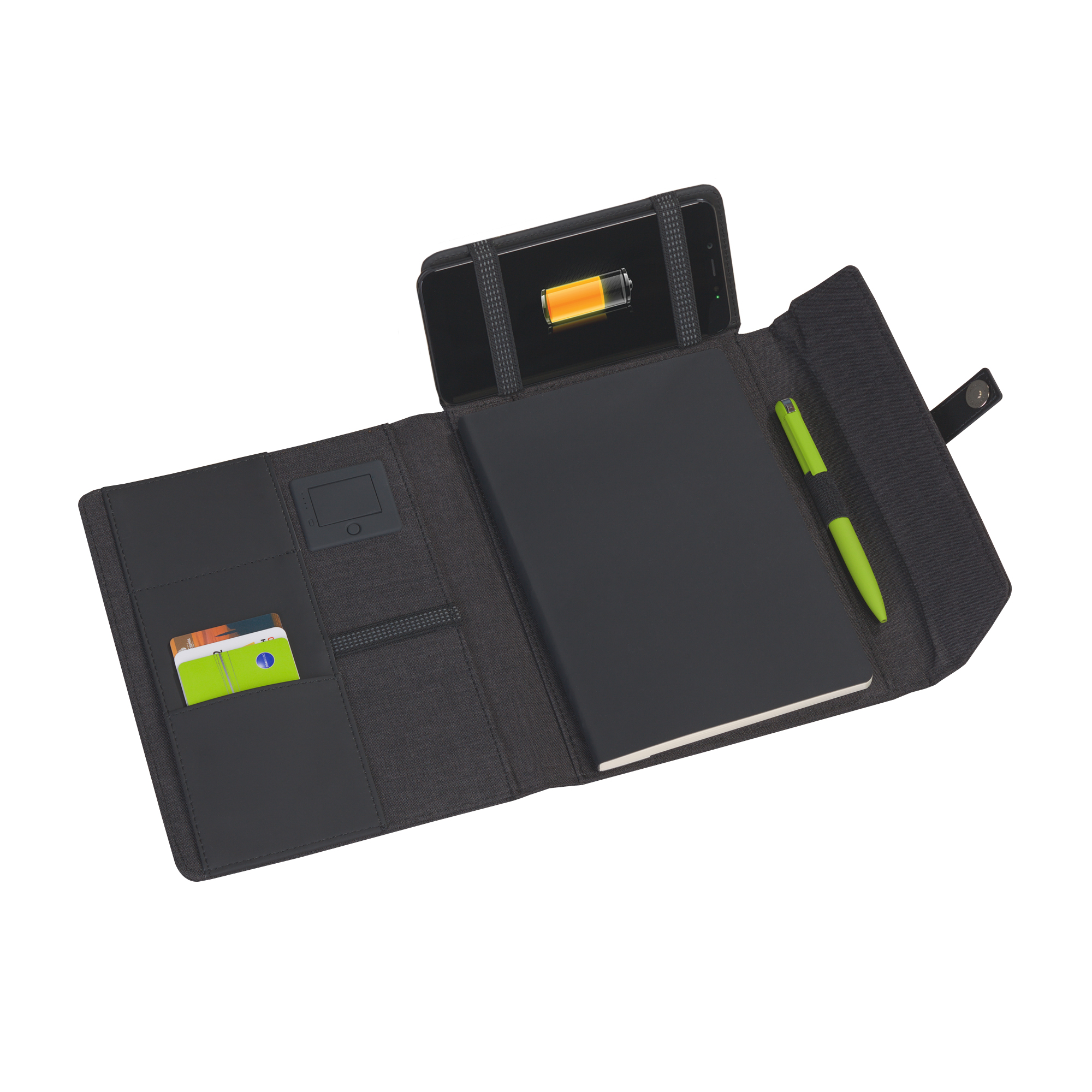 Папка А5 с беспроводным зарядным устройством 4000 mAh и блокнотом softtouch-0
