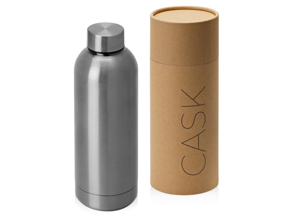 Вакуумная термобутылка Cask Waterline, 500 мл, тубус, серебристый глянцевый-1