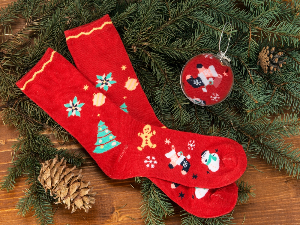 Носки в шаре Рождество мужские, красный-0