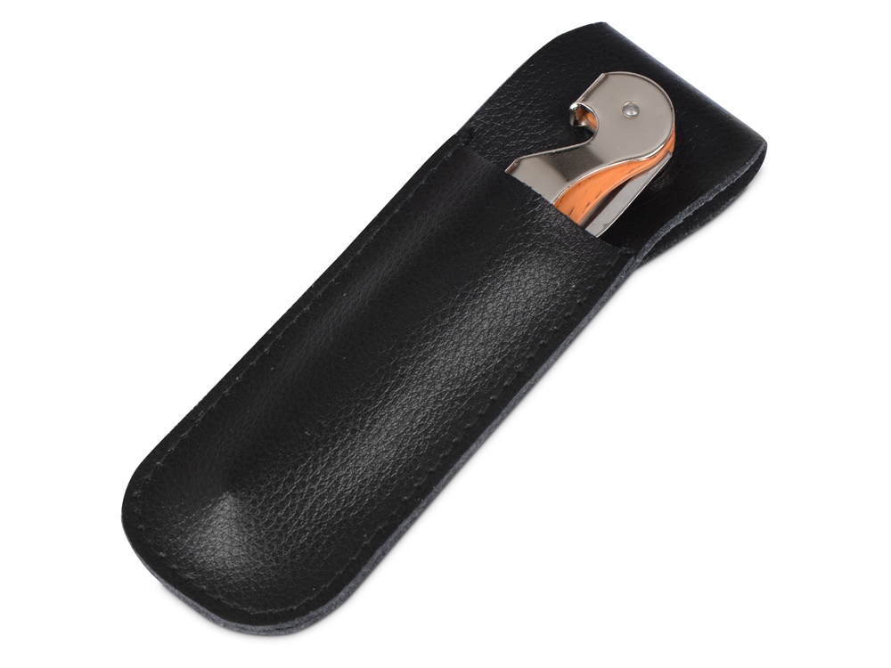 Футляр для штопора Leather Case из натуральной кожи, черный-0