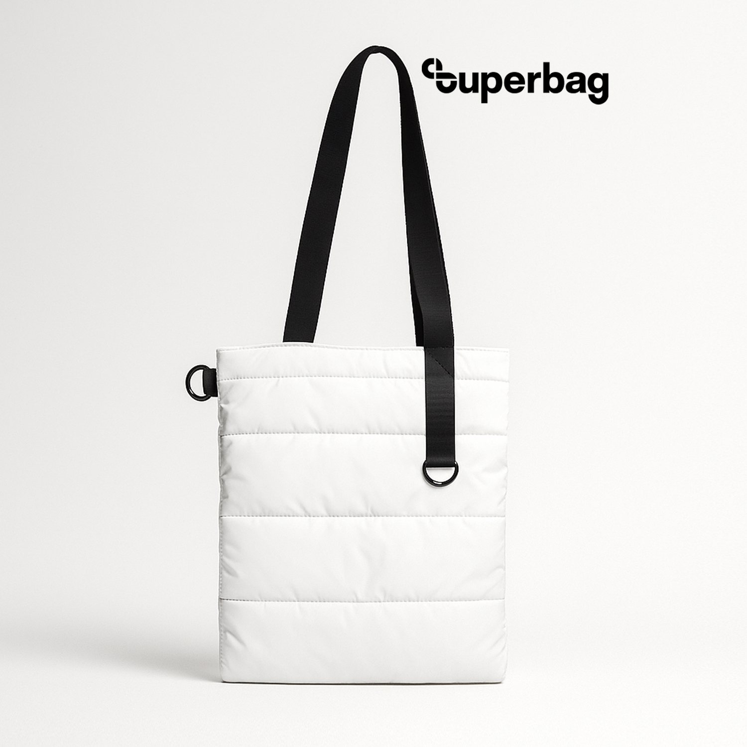 Шоппер Superbag Bubble, стёганый, с магнитной кнопкой (белый с черным)-0