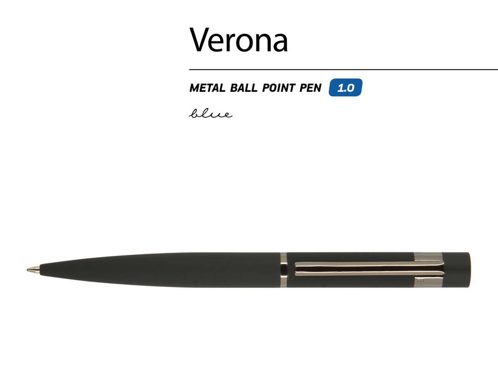 Ручка шариковая автоматическая BrunoVisconti VERONA цвет корпуса черный, soft-touch, 1 мм, синяя-1