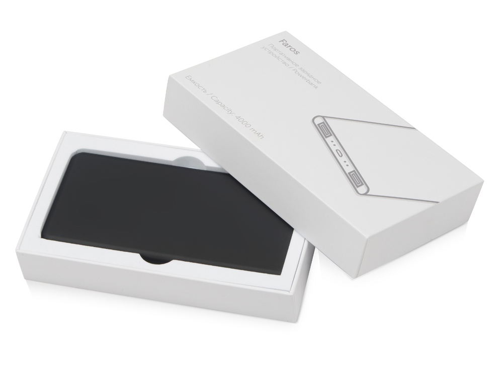 Портативное зарядное устройство с красной подсветкой логотипа Faros, soft-touch, 4000 mAh-6
