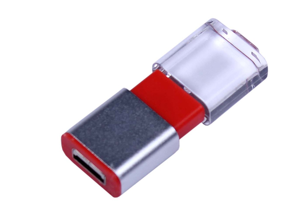 USB-флешка промо на 32 Гб прямоугольной формы, выдвижной механизм, красный-1