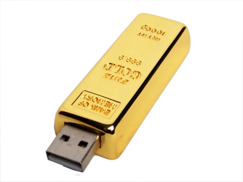 USB-флешка на 64 Гб в виде слитка золота, золотой-0