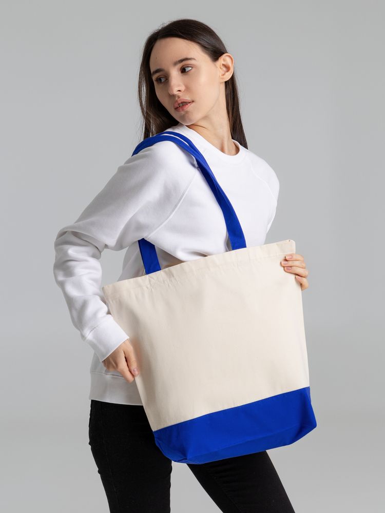 Холщовая сумка Shopaholic, ярко-синяя-6