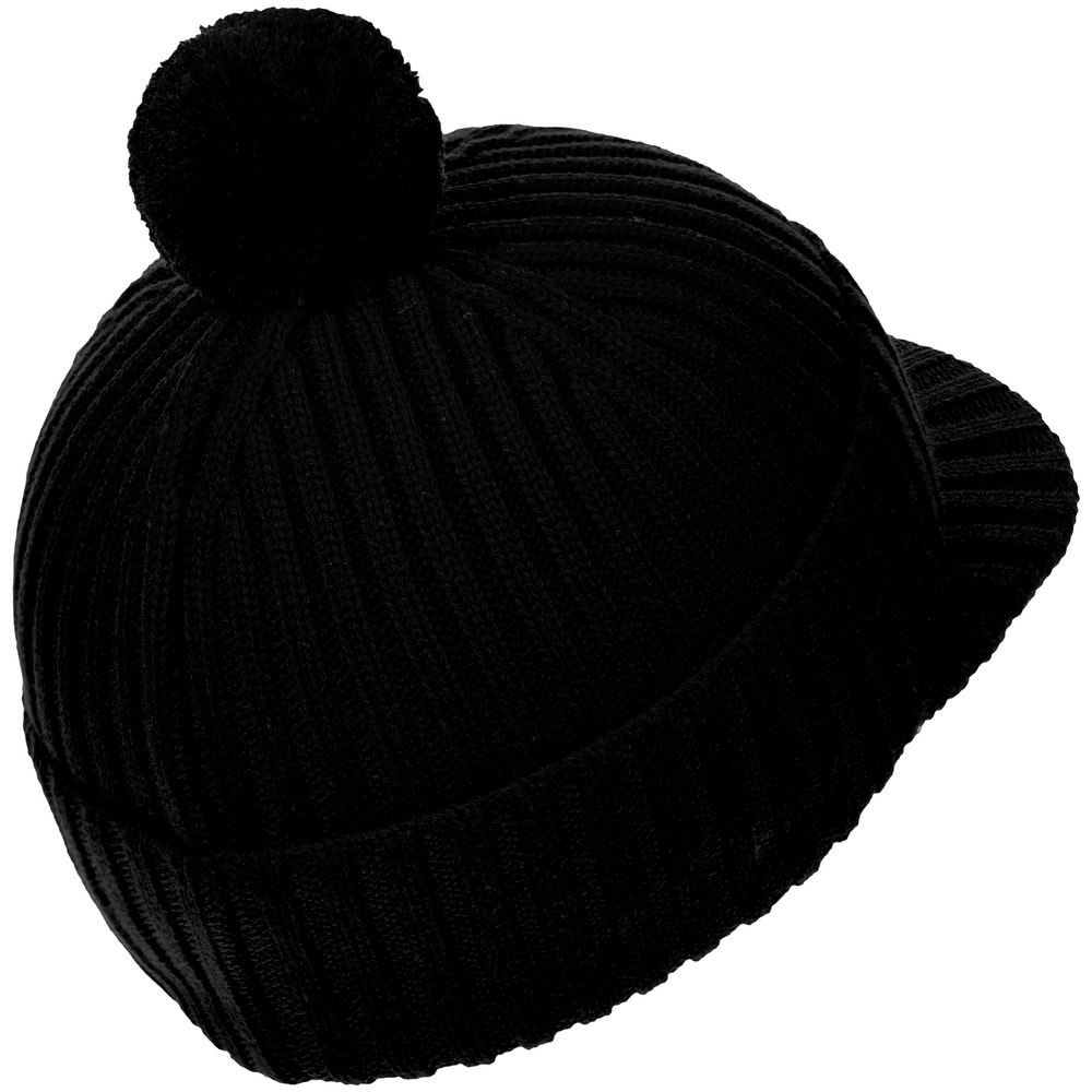 Вязаная шапка с козырьком Peaky, черная-3