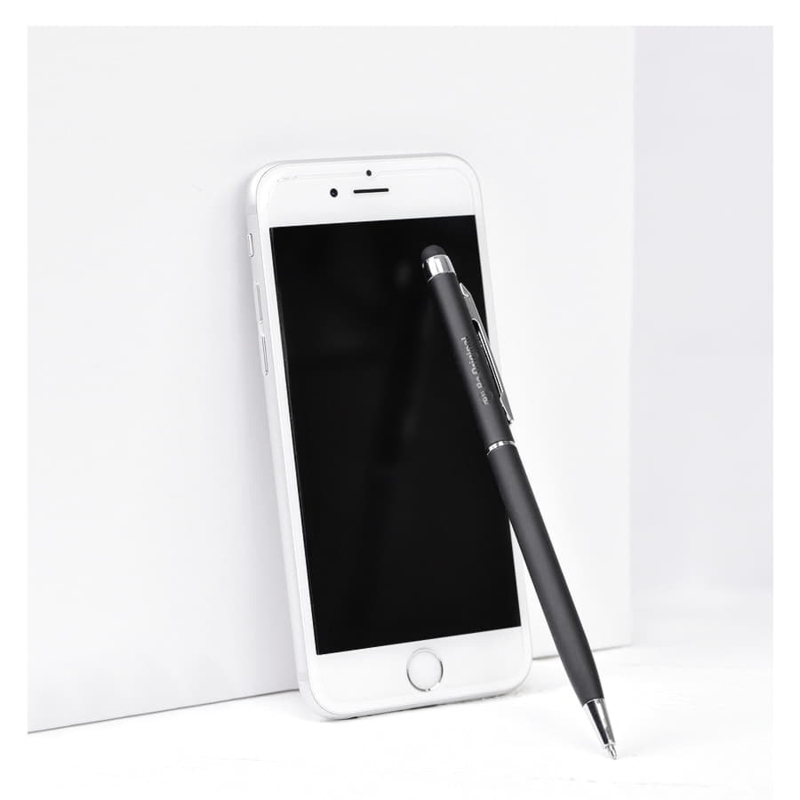Ручка шариковая со стилусом TOUCHWRITER SOFT, покрытие soft touch, красный, серебристый-1