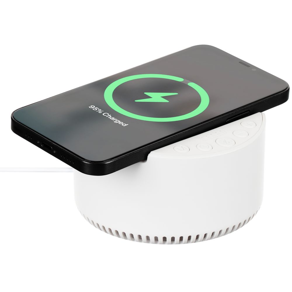 Bluetooth-колонка с беспроводной зарядкой relaxTime, белая-0