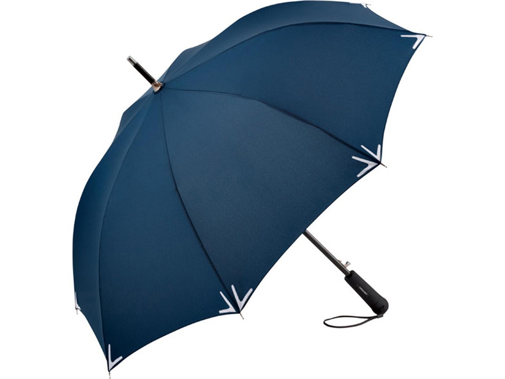 Зонт-трость 7571 Safebrella с фонариком и светоотражающими элементами, полуавтомат, нейви-0