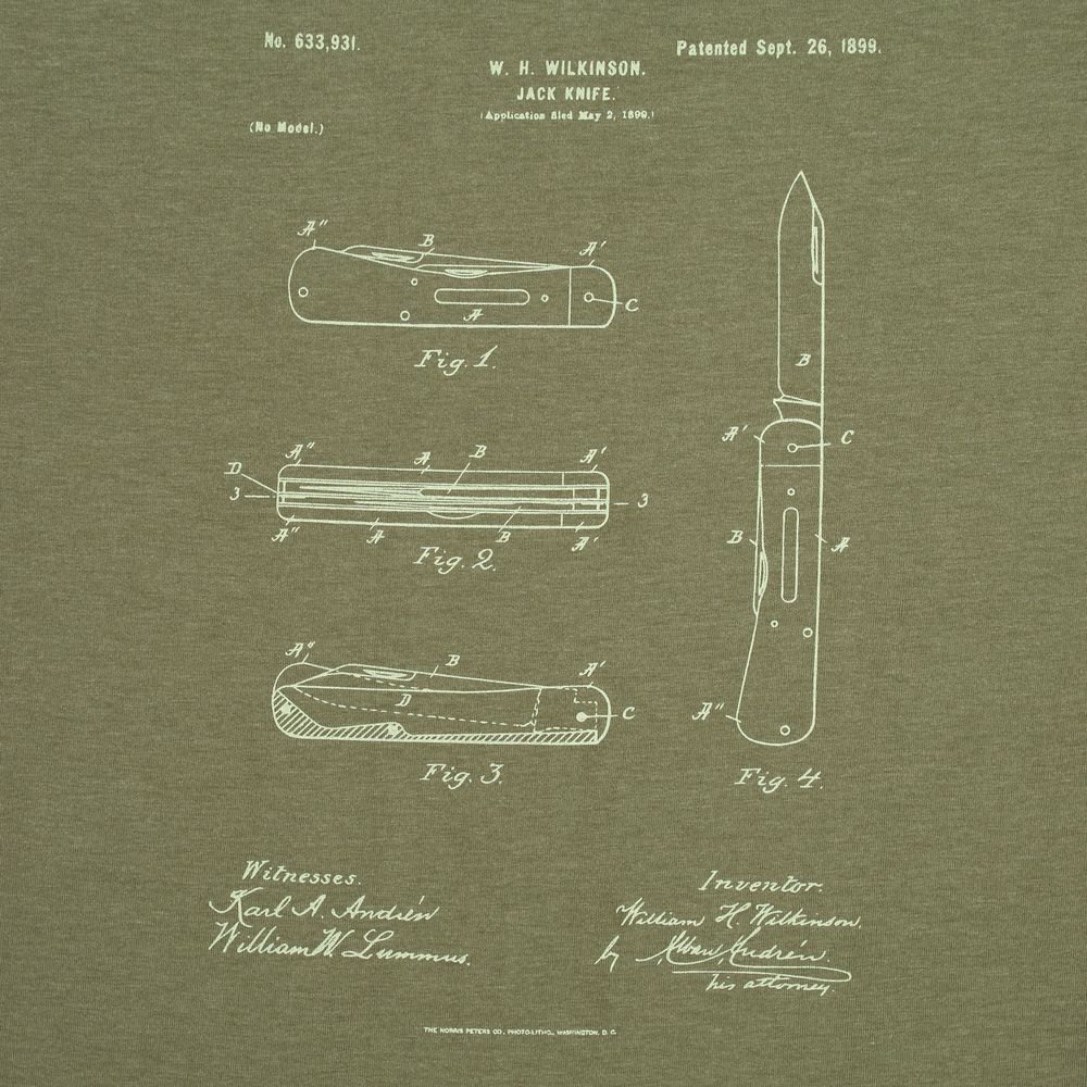 Футболка приталенная Old Patents. Knife, меланж хаки-3