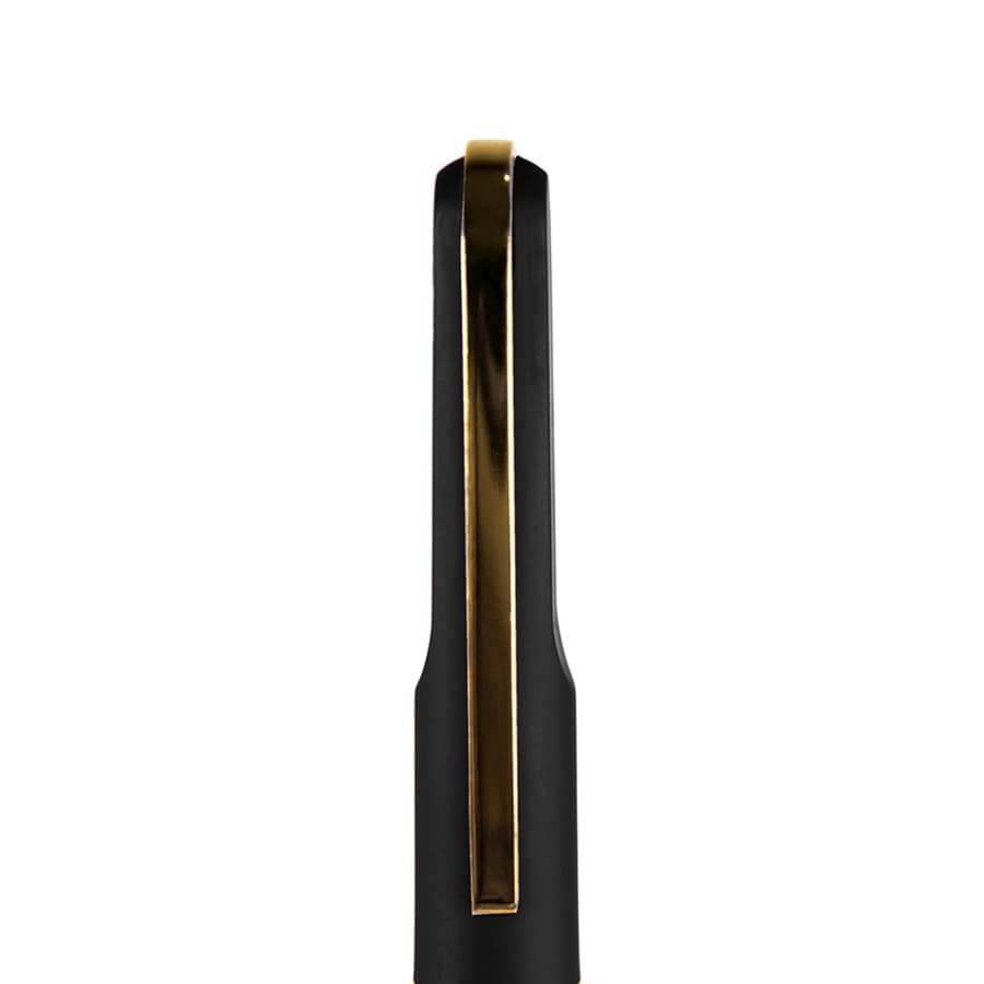 Ручка шариковая FARO, покрытие soft touch, черный, золотистый-2