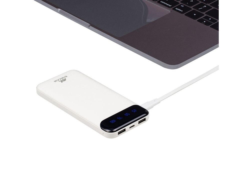 RIVACASE VA2240 (10000mAh) с дисплеем, белый, внешний аккумулятор 12/48-9