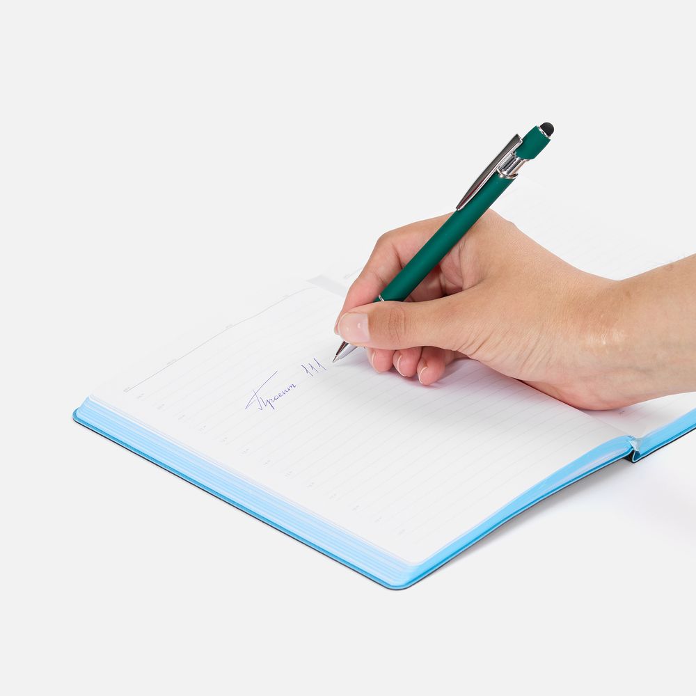 Ручка шариковая Pointer Soft Touch со стилусом, зеленая-4