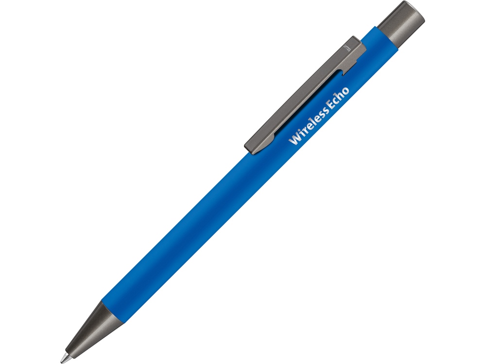 Ручка шариковая UMA STRAIGHT GUM soft-touch, с зеркальной гравировкой, синий-2